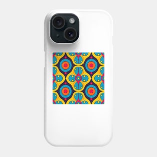 seamless Geometric pattern in retro '80 style of circles and lines Phone Case