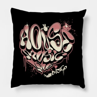 HOUSE MUSIC - Graffiti Love Heart Pillow