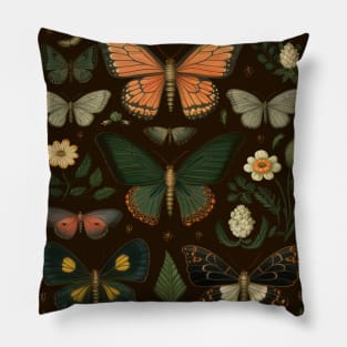 Mystical butterflies among flowers Pillow