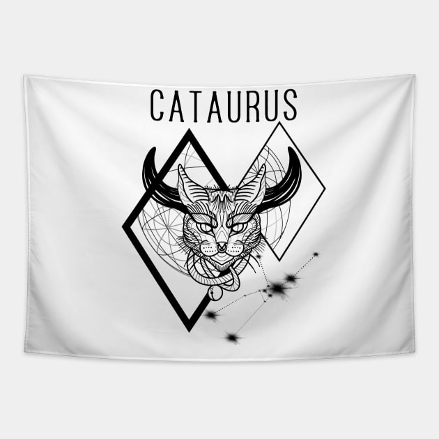 A zodiac cattery: Taurus - cataurus Tapestry by Blacklinesw9