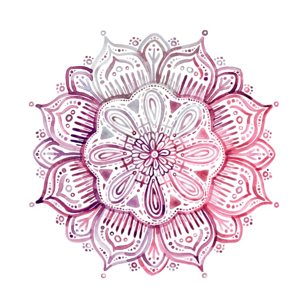Burgundy Blush Watercolor Mandala by micklyn