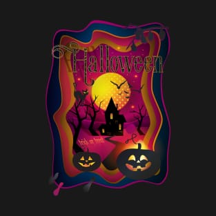 Halloween Night Gold Moon Pumpkin Monster T-Shirt