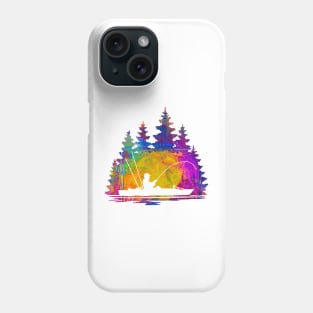 Kayak Fishing Painterly Abstract Silhouette Phone Case