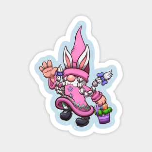 Female Hopping Easter Gnome With Basket Magnet
