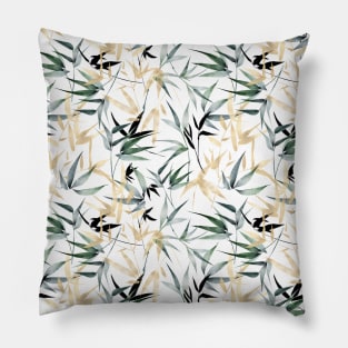 Gold Bamboo Watercolor Forest Pillow