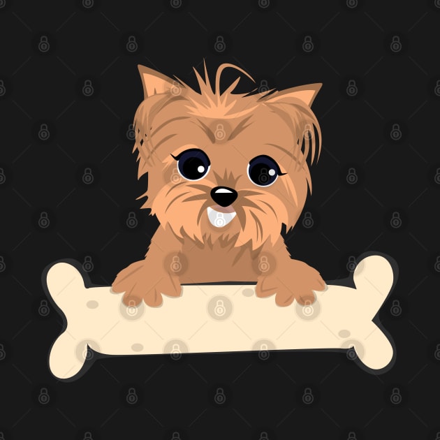 Blonde yorkie with a bone by Doswork