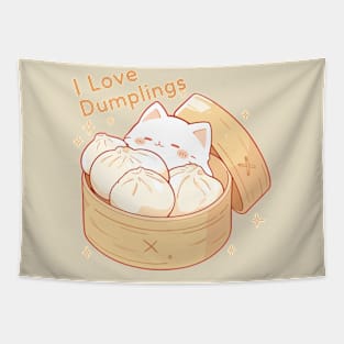 Cat I love Dumplings Tapestry