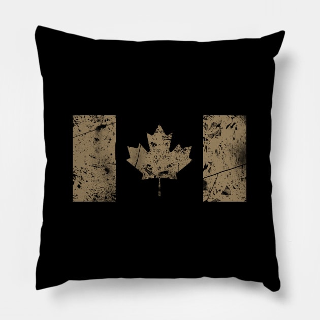 Canadian Distressed Flag (Brown) Pillow by Jared S Davies