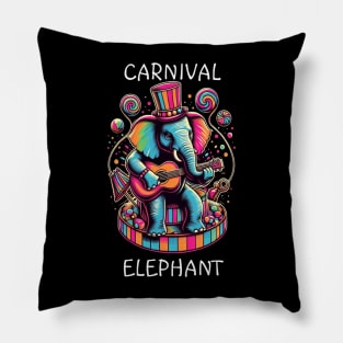 Elegant Elephant Serenades With Guitar Pillow