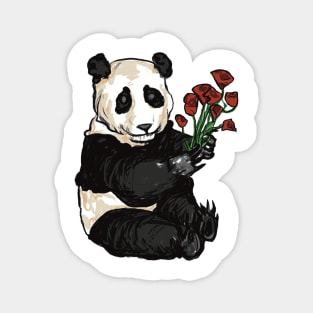 Panda holding Flowers Magnet