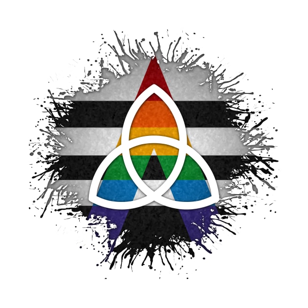 Paint Splatter LGBT Ally Pride Flag Triquetra Symbol by LiveLoudGraphics