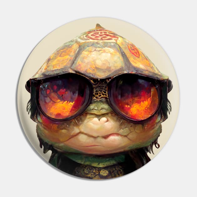 Cool Turtle In The Sunglasses Pin by kukuruzka