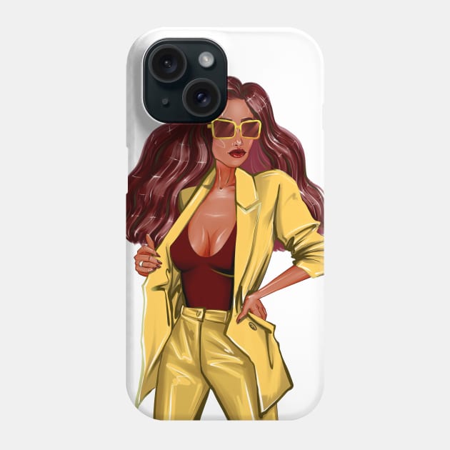 Woman in yellow jacket Phone Case by ArctiumStudio