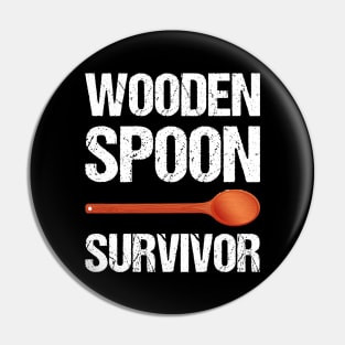 Vintage Wooden Spoon Survivor Pin