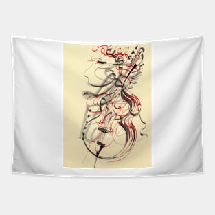 portrait of a girl playing the cello Tapestry