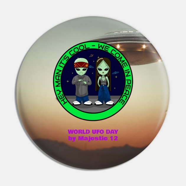 Cool Alien Couple Visiting for World UFO Day Pin by alienencounter