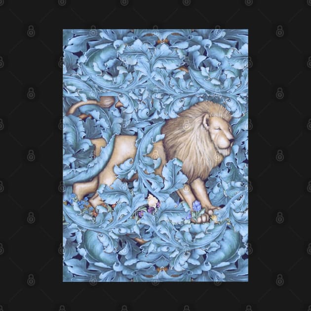 Lion and Acanthus Handpainted Designer Art by VioletGrant