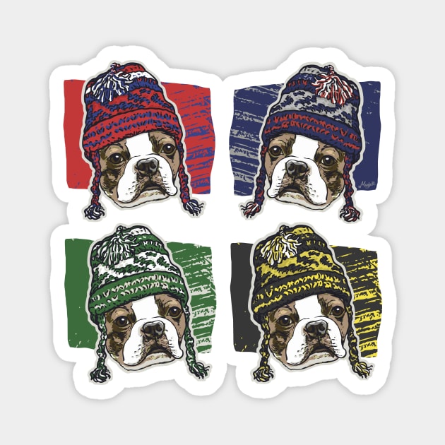 Boston Terriers Four Magnet by Mudge