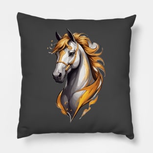 Race Horse Head with a Golden Mane Pillow