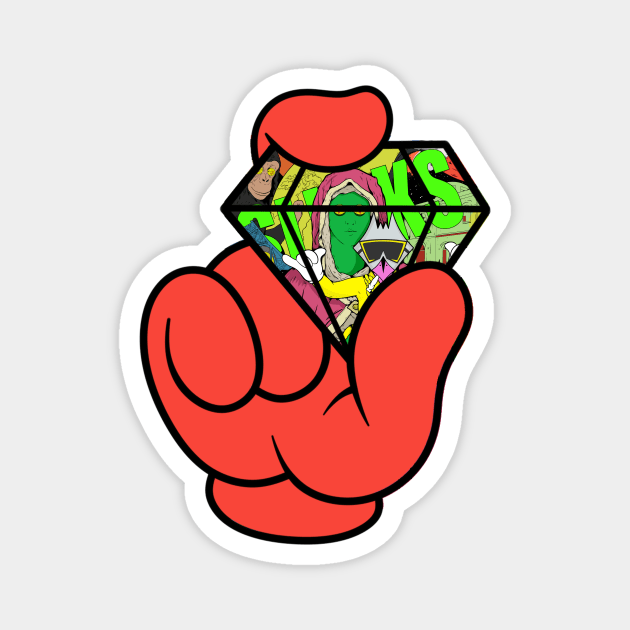 Dope diamond in my red hand drawing Magnet by slluks_shop