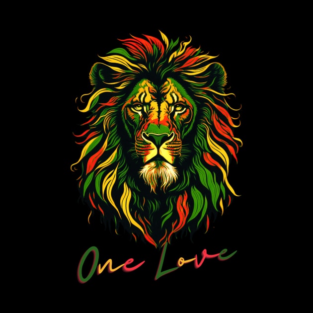 One Love Reggae Rasta Lion by Trip Tank