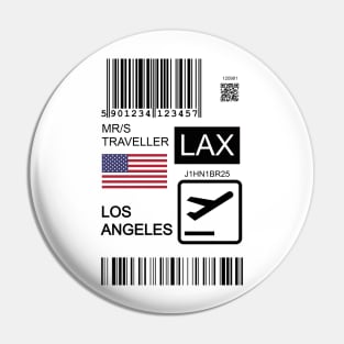 Los Angeles USA travel ticket Pin