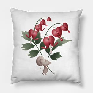 Mr Mouse carrying bleeding heart flower Pillow