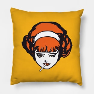 redhead with lollipop and attitude Pillow