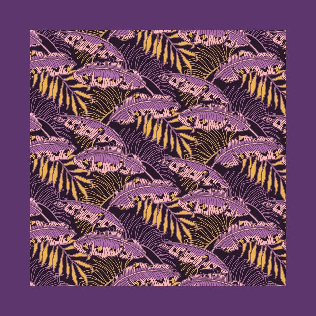 Purple Leopard Banana Leaves by Carolina Díaz