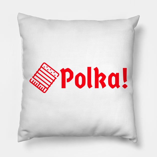 Polka! Accordion Red Pillow by Eleven-K