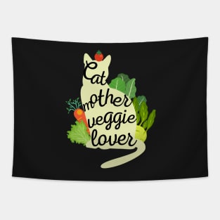 Cat Mother Veggie Lover (Green Cat Silhouette) Tapestry