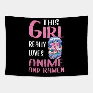 Womens Gift This Girl Really Loves Anime And Ramen Tapestry