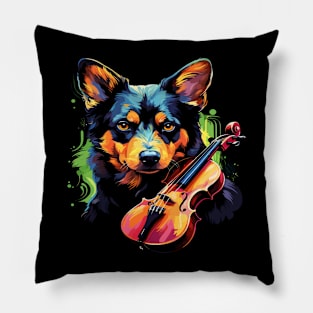 Australian Kelpie Playing Violin Pillow