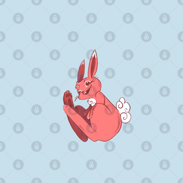 Red Rabbit Curled Up and Smiling by SimplyKitt