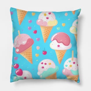 Delicious Creamy Ice Cream Cone with cherry on top Pillow