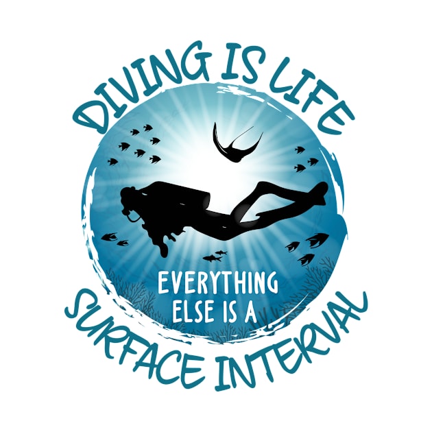 Diving Is Life Everything Else Is a Surface Interval by TheInkElephant