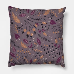 Retro pattern with autumn plants Pillow