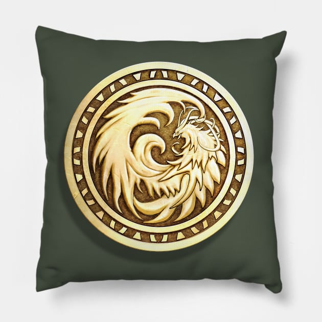 Phoenix Coin gold Pillow by chriskar