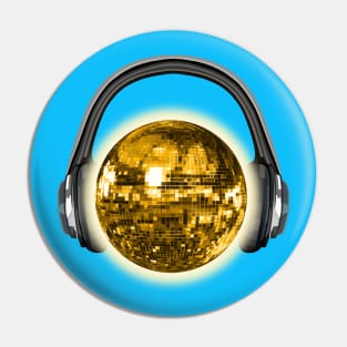 Gold Sunny Disco Ball Sun with Headphones Pin