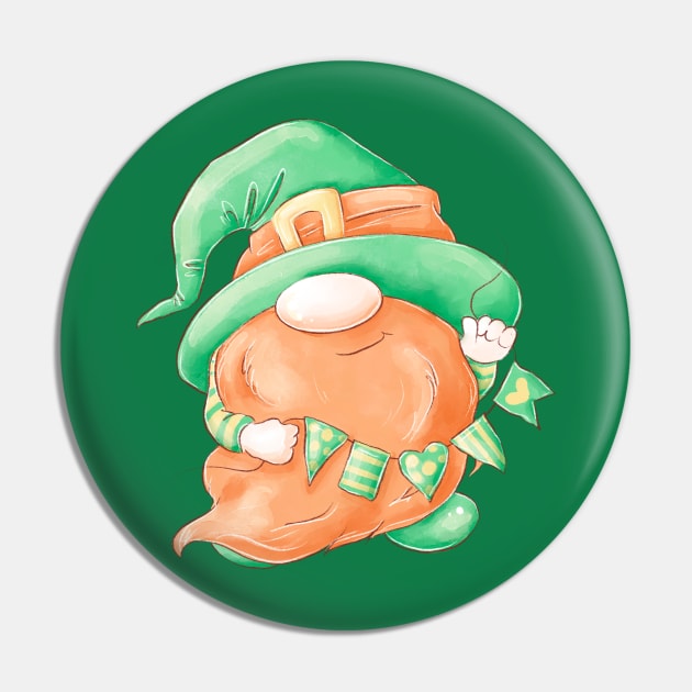 Happy St. Partick Day Gnome Pin by Wanderer Bat