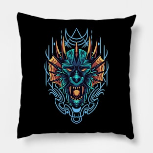 Dragon Illustration With Japanese Style 1.1 Pillow