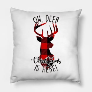 Oh, Deer Christmas is Here Reindeer Pillow