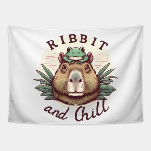 Ribbit and Chill Capybara with Frog Tapestry