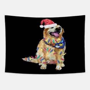 Santa Dog Christmas Lights Dog Lover Christmas Gift Tapestry