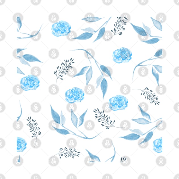 Blue roses and leaves pattern by Coverex