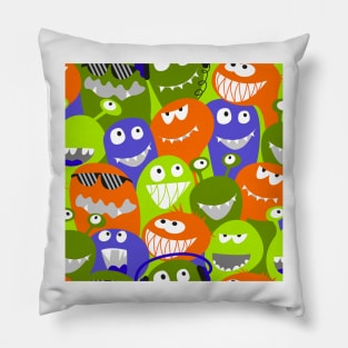 monster fun - green, orange, violet Pillow