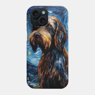 German Wirehaired Pointer dog in Starry Night style Phone Case