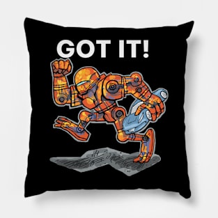 Car jacking dieselpunk robot Pillow