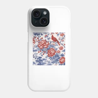 Blue and red chinoiserie toile de jouy Phone Case