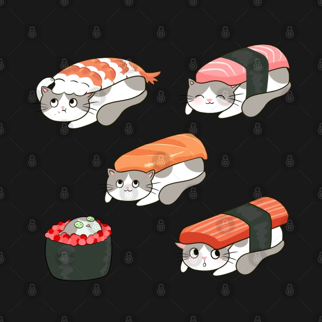 Kawaii Sushi Cats Set by CleasssArt